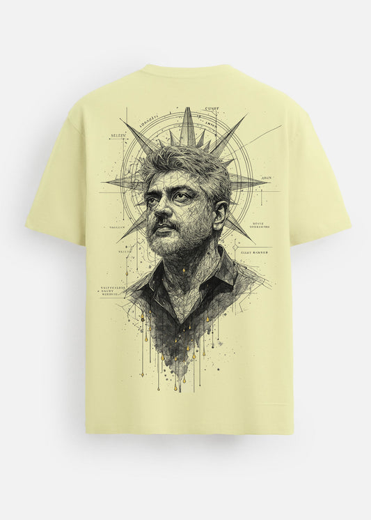 GOAT Series Iconic Ajith Back Graphic Regular Fit T-Shirt for Men- Lemon Yellow