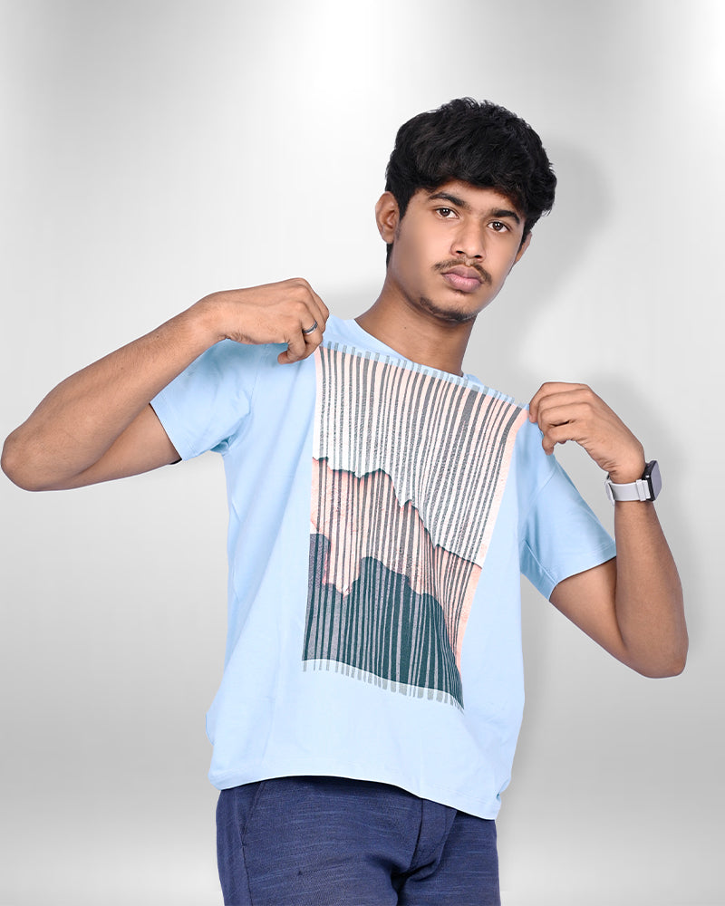J&JP Men's Graphic Prined Half sleeve Tshirt-Blue