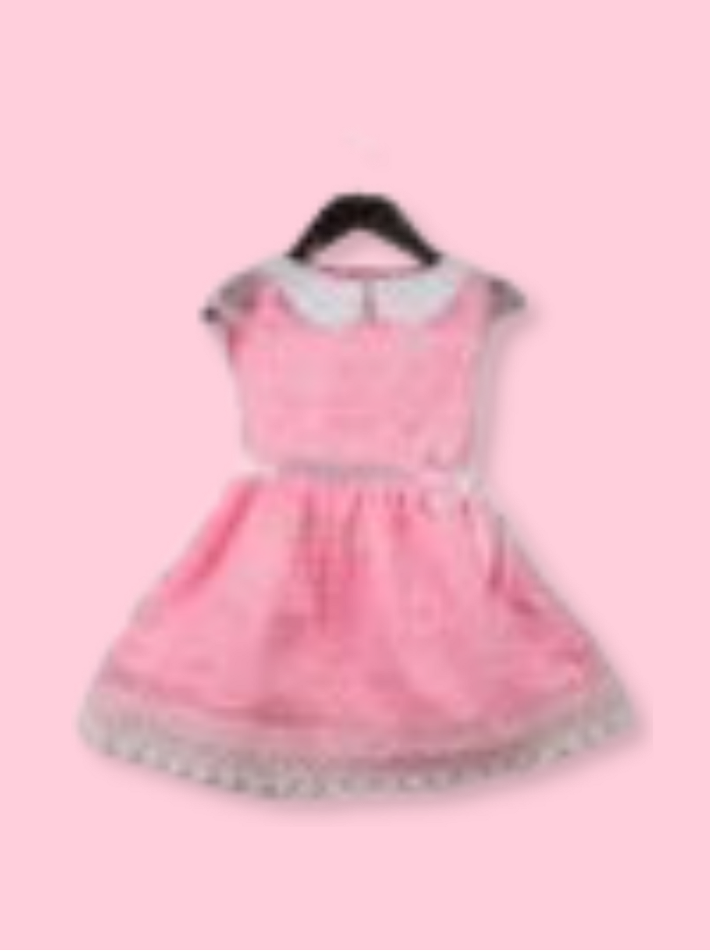 Kids  Pink Cap sleeve Printed Fancy lace Dress