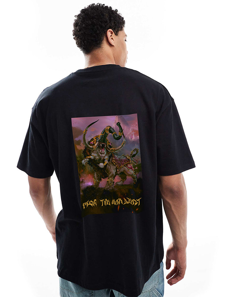J&JP Men Yazhi Tamil Tshirt Oversized - Black