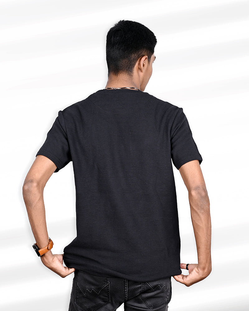 J&JP Men's Solid Tshirt -Black