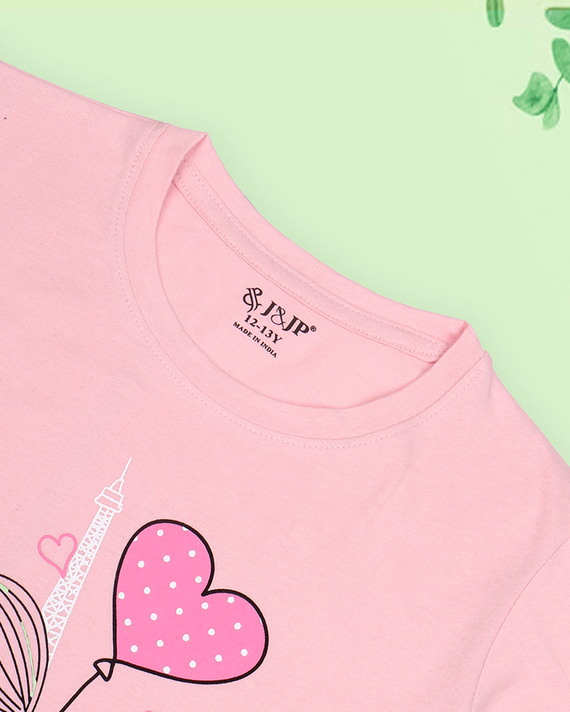 J&JP Kids Girls Printed T-shirt and Pant Set