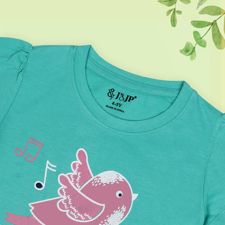 J&JP Kids Girls Printed Half Sleeve T-shirt