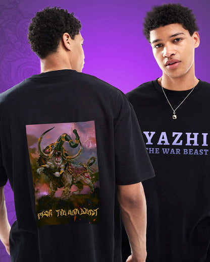 J&JP Yazhi The War Beast Men Oversized T-Shirt - Black