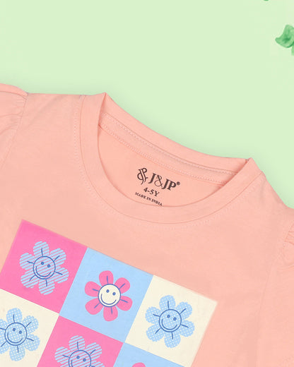 J&JP Kids Girls Printed T-shirt and Pant Set