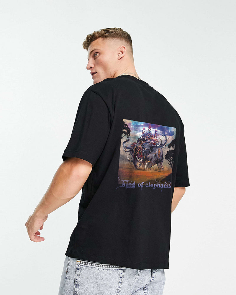 J&JP Men Airavath Tamil Tshirt Oversized - Black