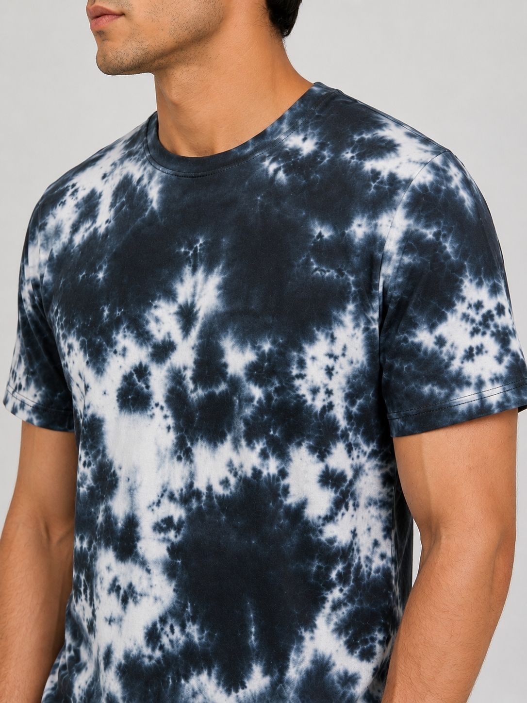 J&JP Midnight Black Tie Dye Casual Mens T-Shirt