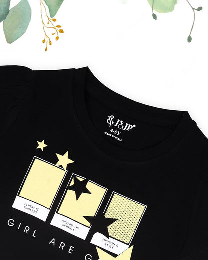 J&JP Kids Girls Printed T-shirt and Pant Set
