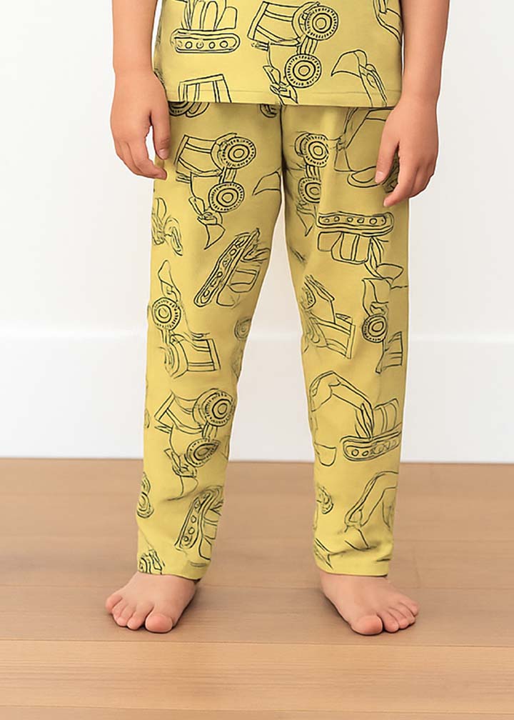 J&JP Kids Printed Half Sleeve T-shirt and Pant Set- Yellow