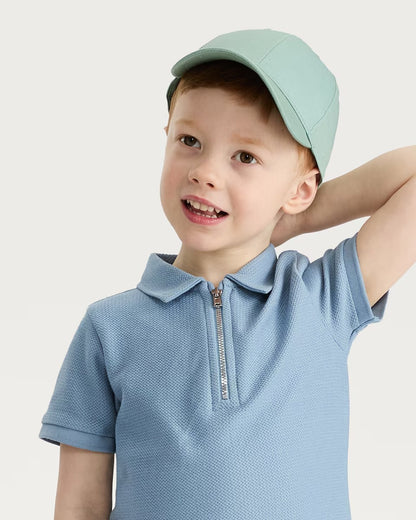 J&JP Boys Solid Polo Blue T-Shirt and Shorts Set