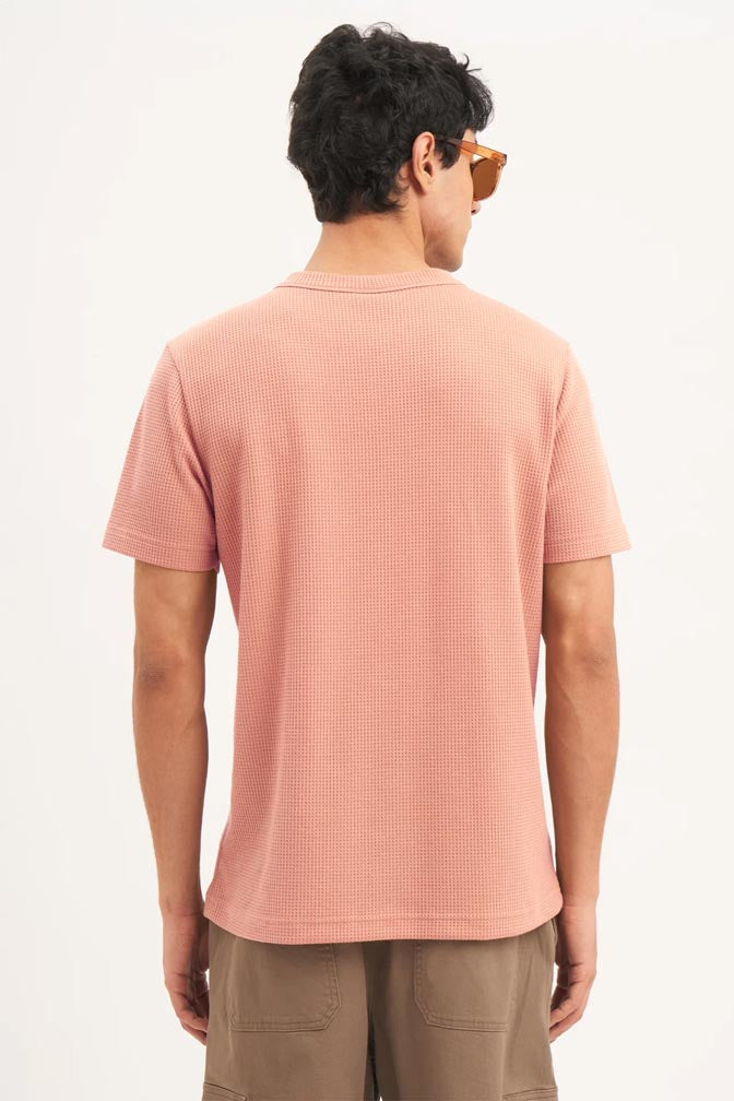 Men's Standard Fit Waffle T-Shirt-Peach
