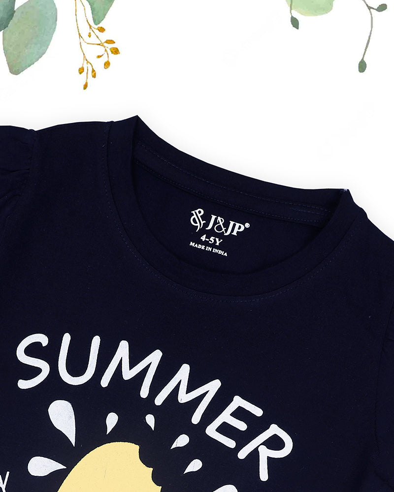 J&JP Kids Girls Printed T-shirt and Pant Set