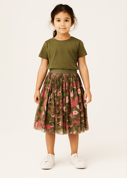 Kid Girls Printed Multicolor Skirt