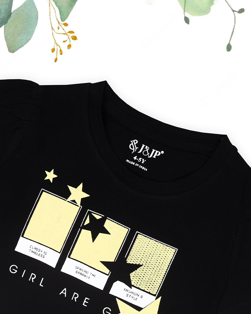 J&JP Kids Girls Printed T-shirt and Pant Set