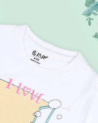 J&JP Kids Girls Printed T-shirt and Pant Set