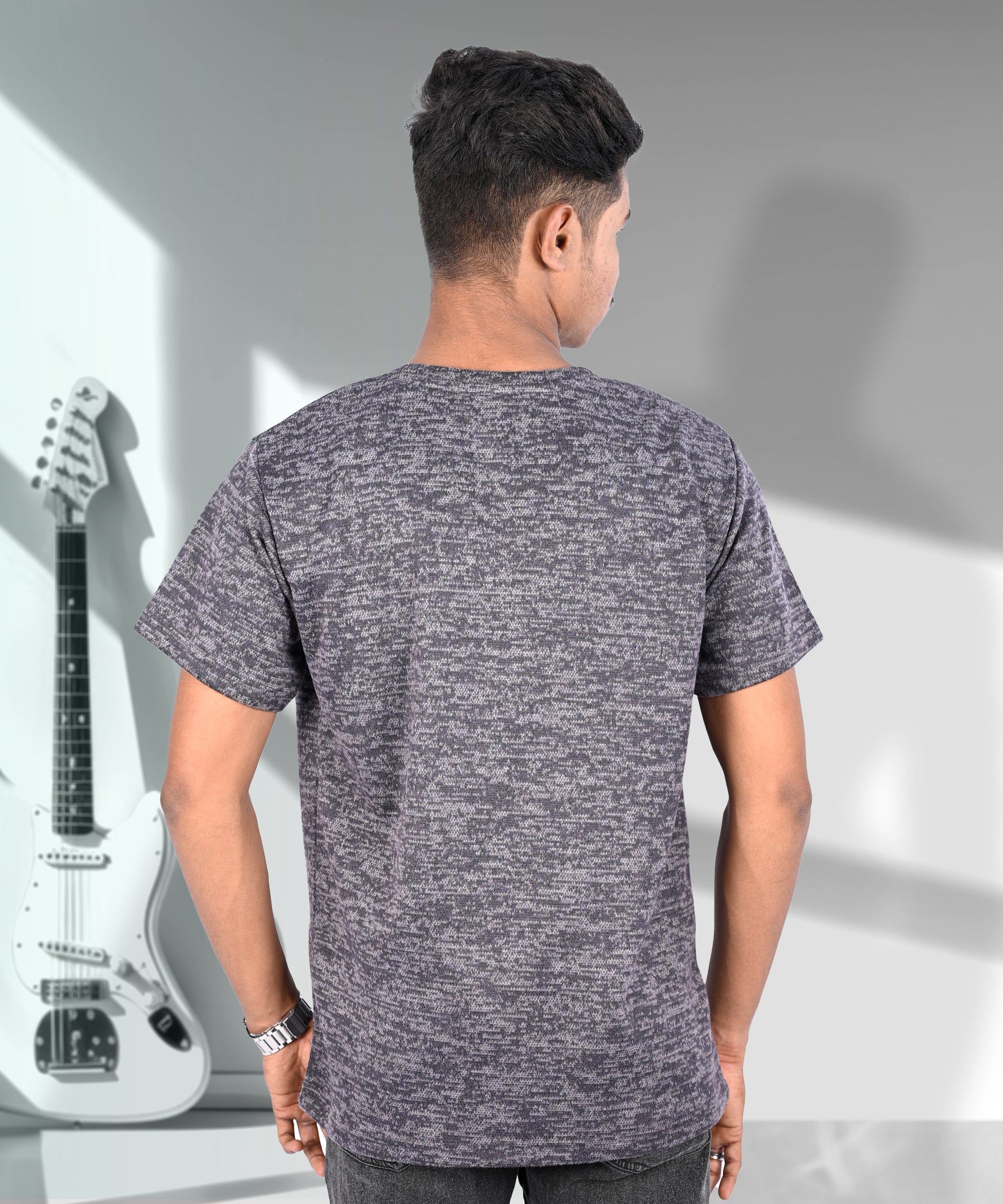 J&JP Texture Printed Black tshirt