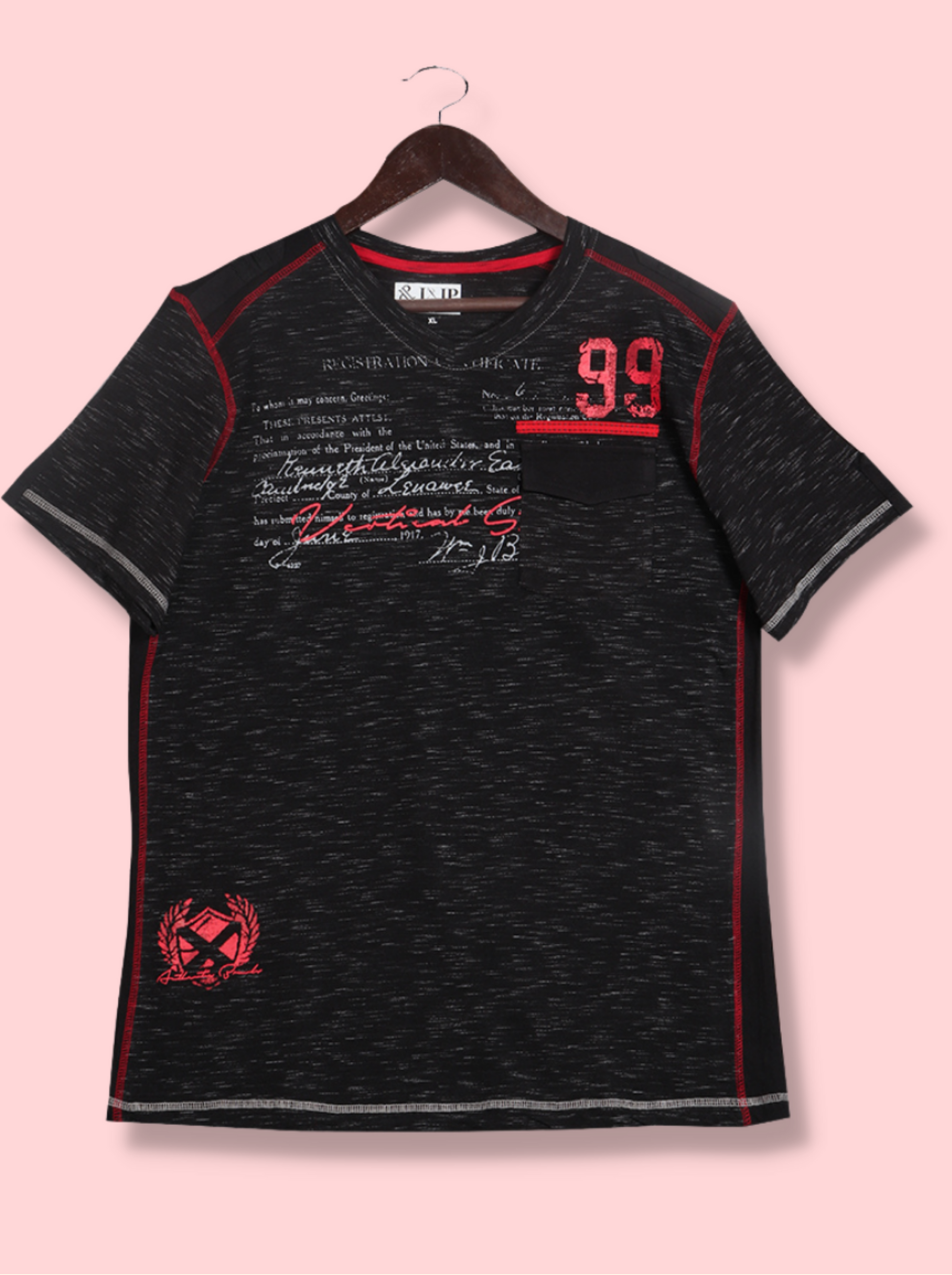 Mens Black Half sleeve Printed Single Jersey T-shirt