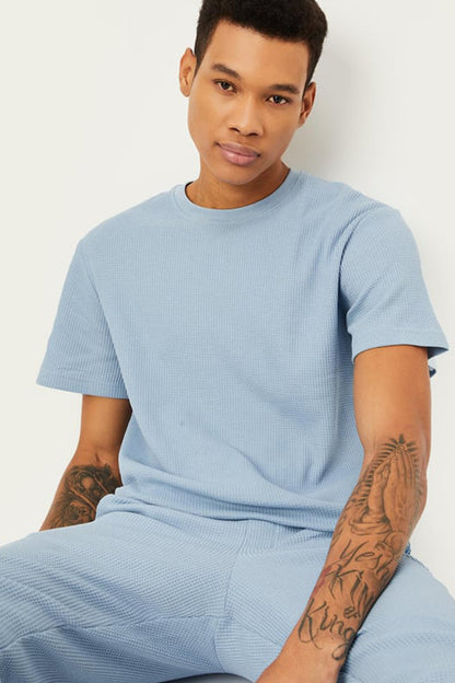 J&JP Texture tshirt-Sky blue
