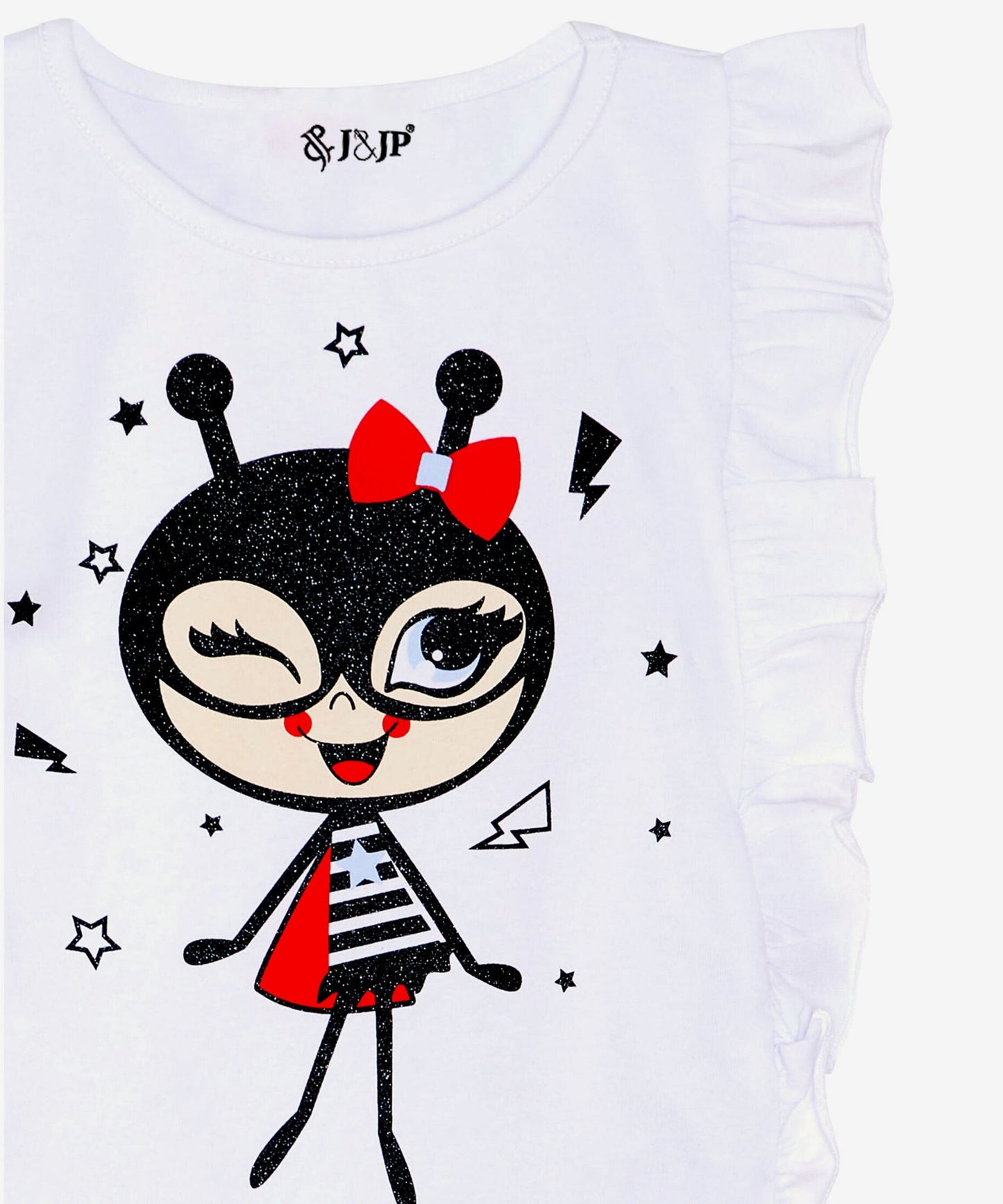 J&JP Girls Cartoon Printed T-Shirt and Shorts Set