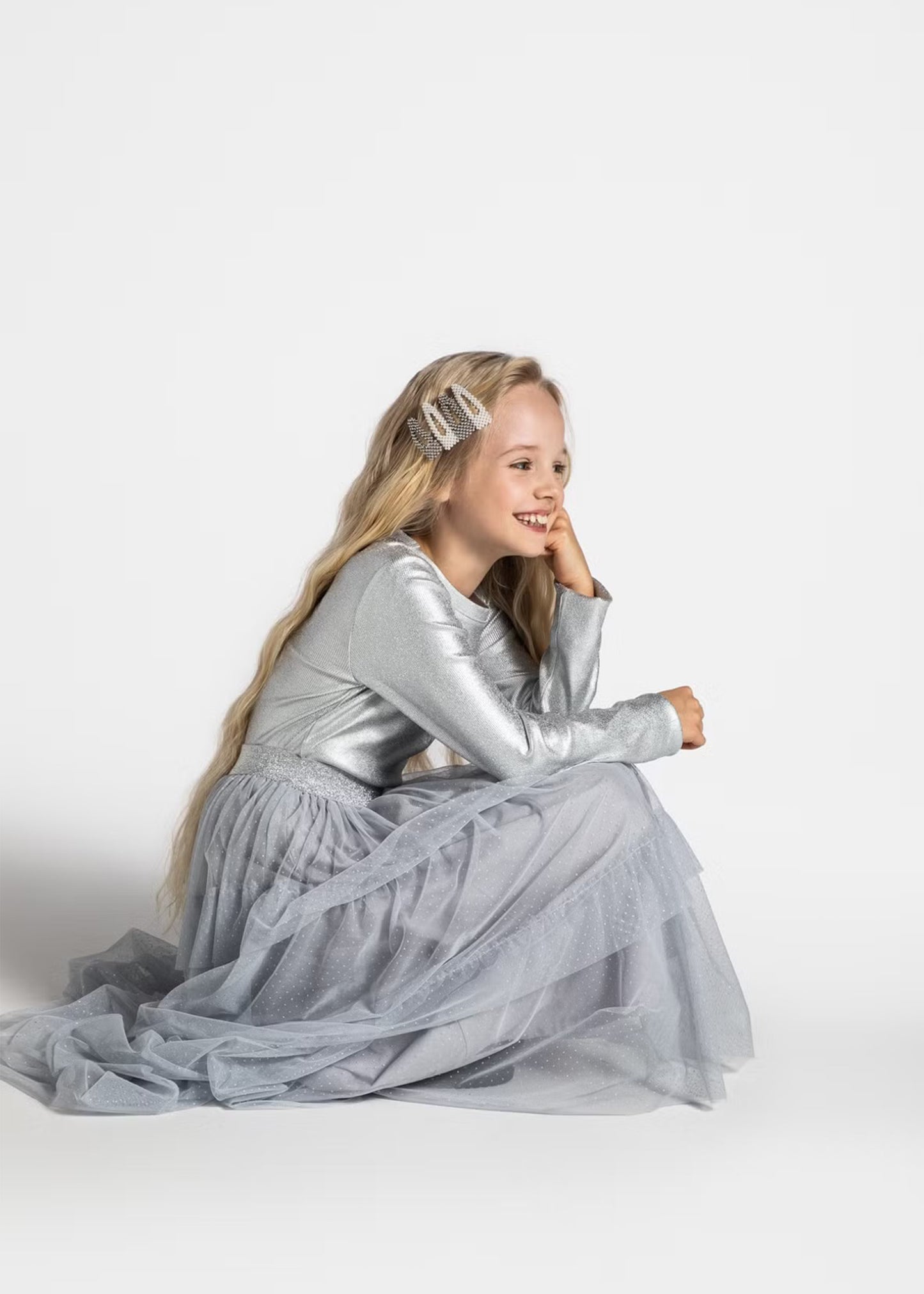 Kid Girls Solid Grey Skirt