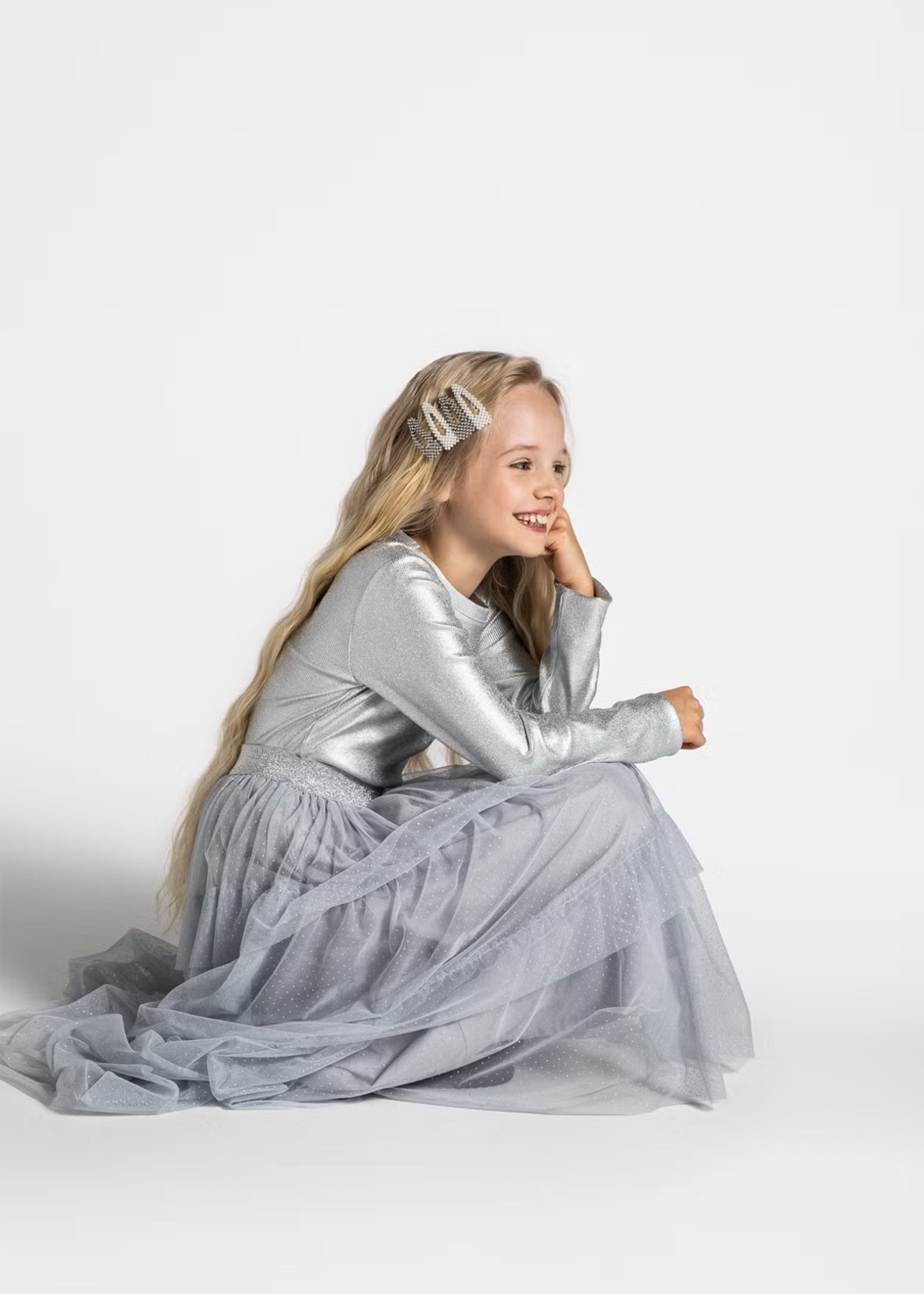 Kid Girls Solid Grey Skirt