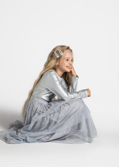 Kid Girls Solid Grey Skirt