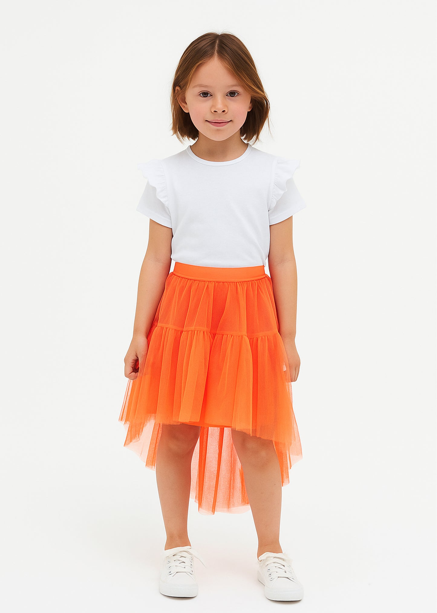 Kid Girls Solid Orange Skirt