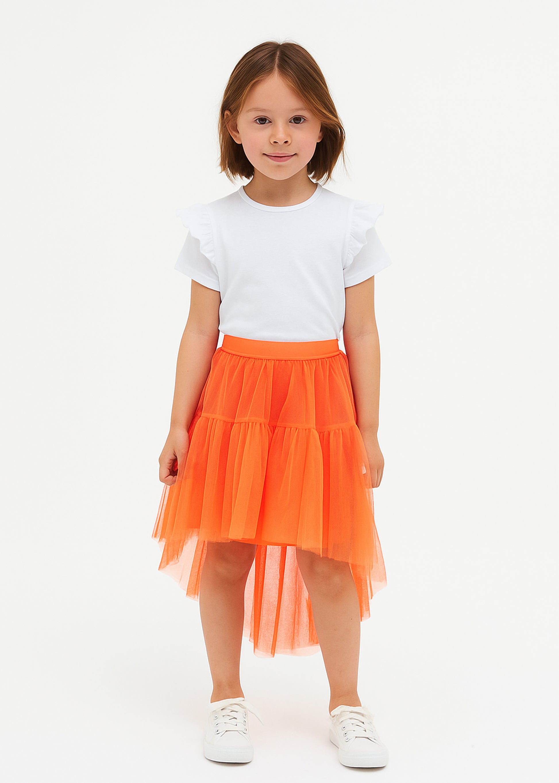 Kid Girls Solid Orange Skirt