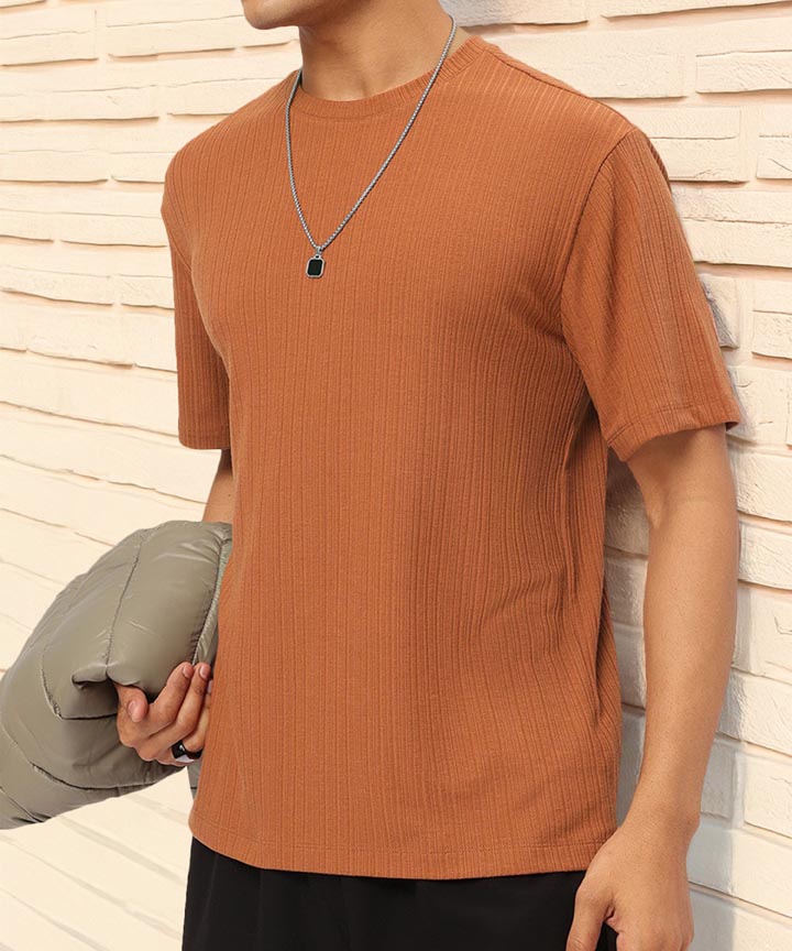 Men's Standard Fit Waffle T-Shirt-Toffy brown