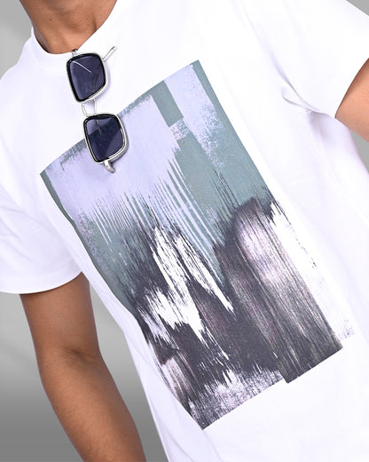 J&JP Men's Graphic Prined Half sleeve Tshirt-White