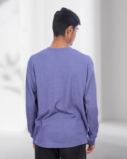J&JP Men's Textured Full sleeve Tshirt-Blue