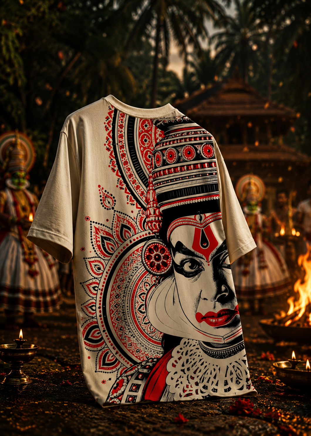 Kathakali Heritage Oversized T-Shirt – Kerala Onam Edition