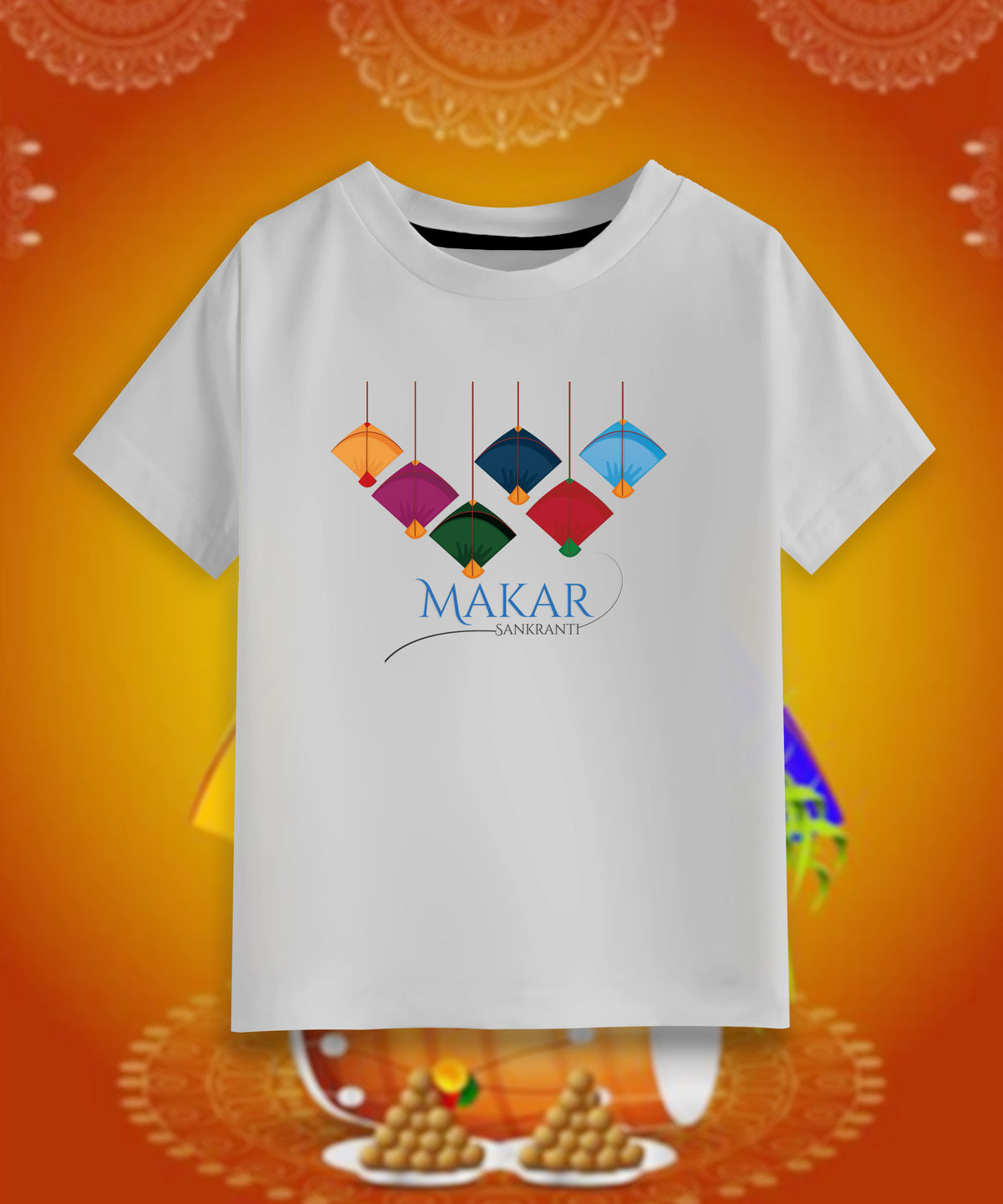 Kids Unisex Makar-sankranti Themed Cotton T-Shirt