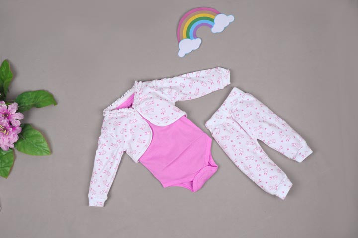Babies Pink Full sleeve Single Jersey Romper Set