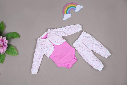 Babies Pink Full sleeve Single Jersey Romper Set