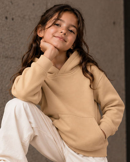 J&JP Girls Beige Solid Full Sleeve Hoodie