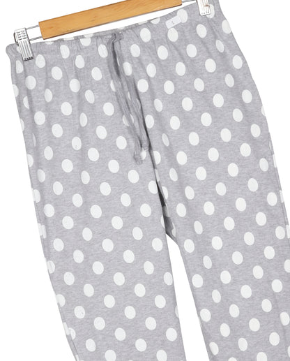 Womens Grey Fleece, Loopknit Printed Pant