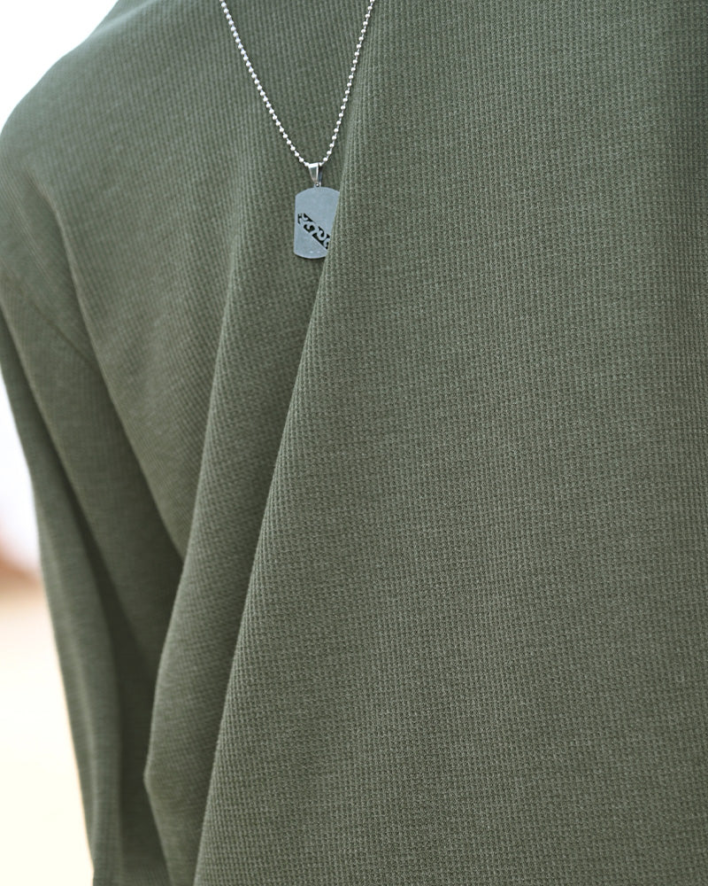 J&JP Men's Textured Full sleeve Tshirt-Olive