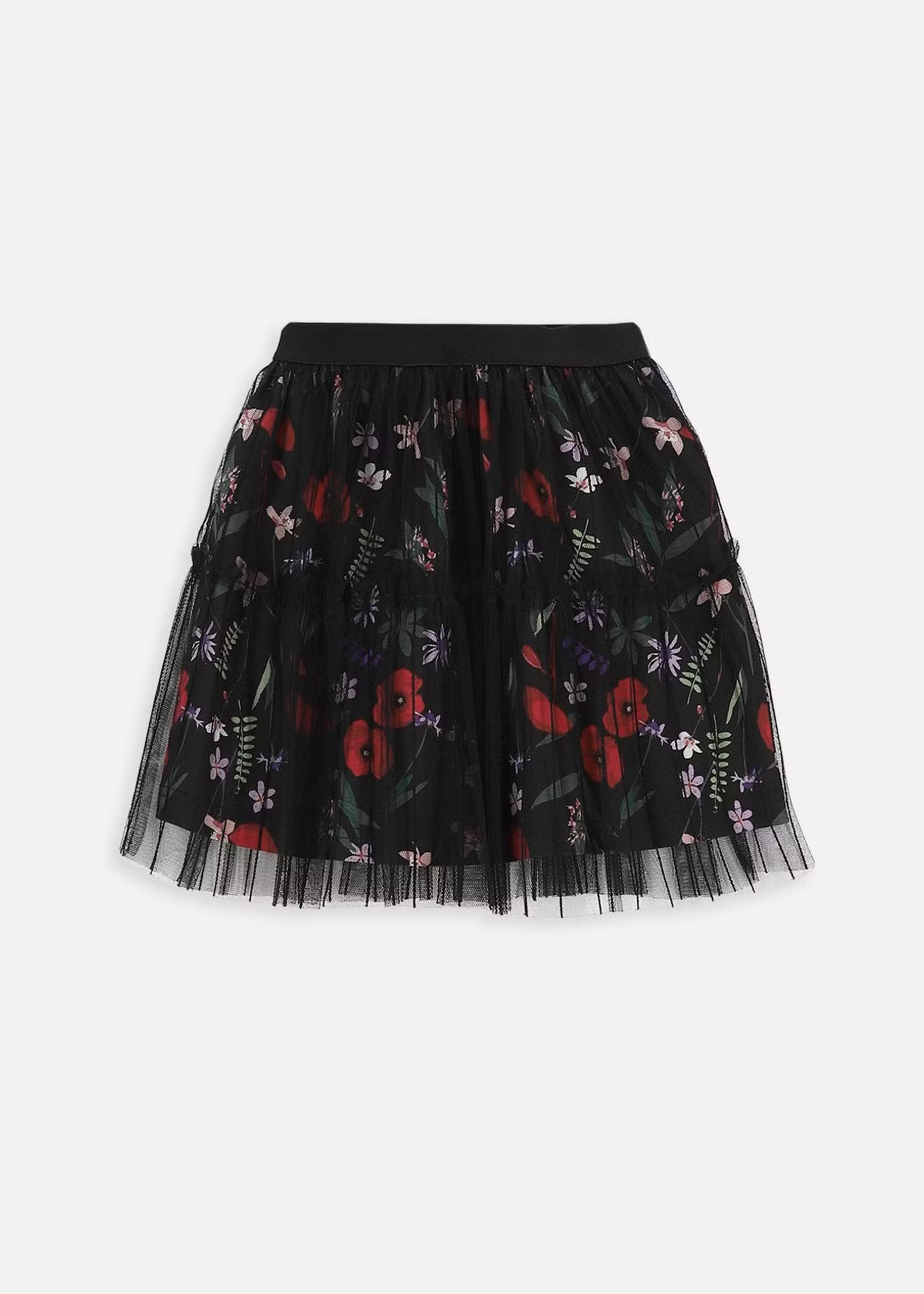 Kids Girls Printed Black Skirt