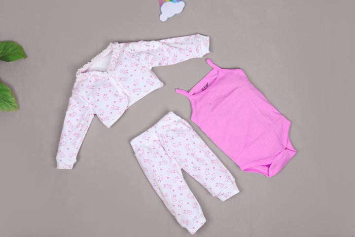 Babies Pink Full sleeve Single Jersey Romper Set