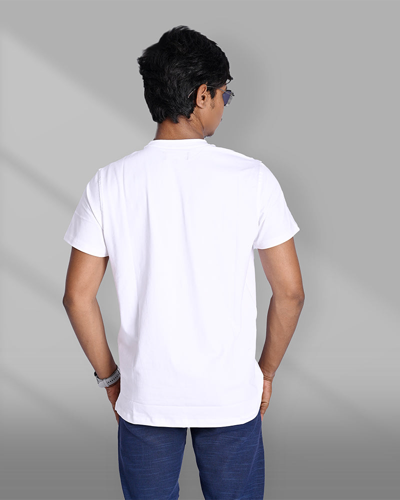 J&JP Men's Graphic Prined Half sleeve Tshirt-White