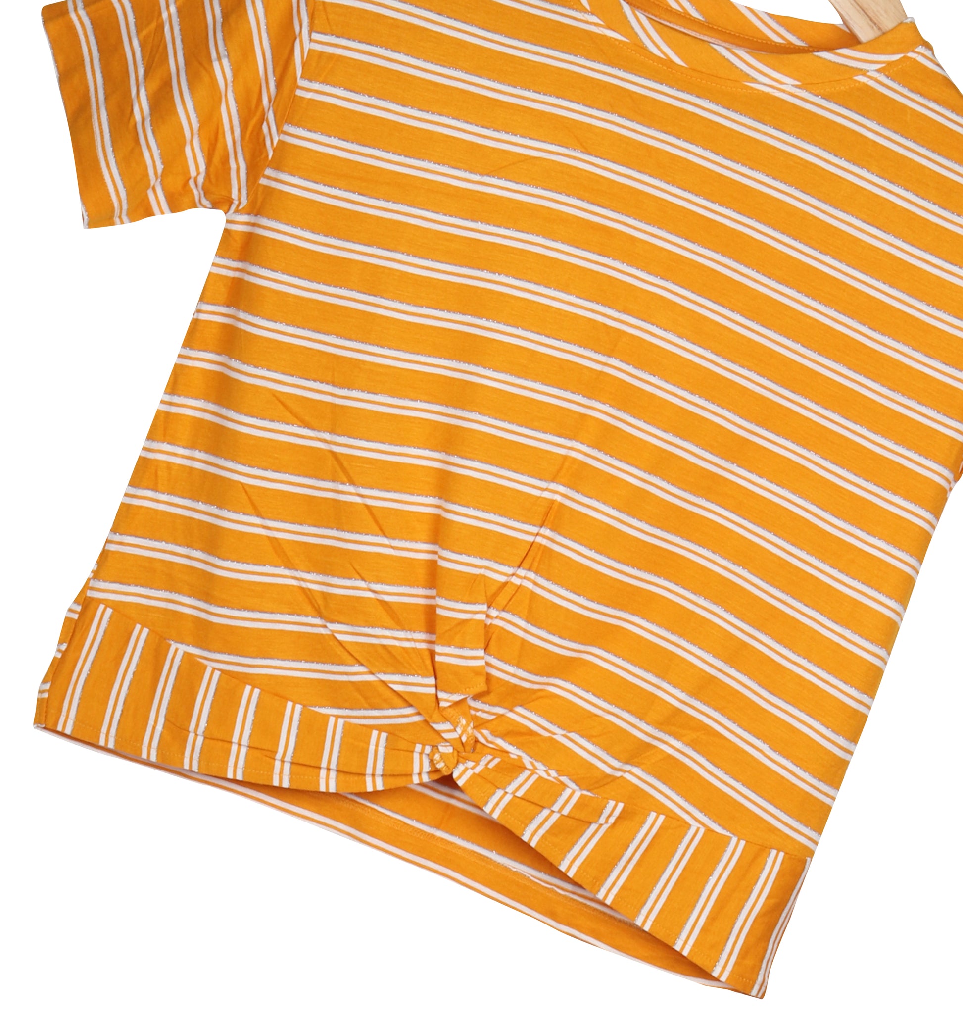 Women Yellow Short Sleeve Cotton jersey knit T-Shirt