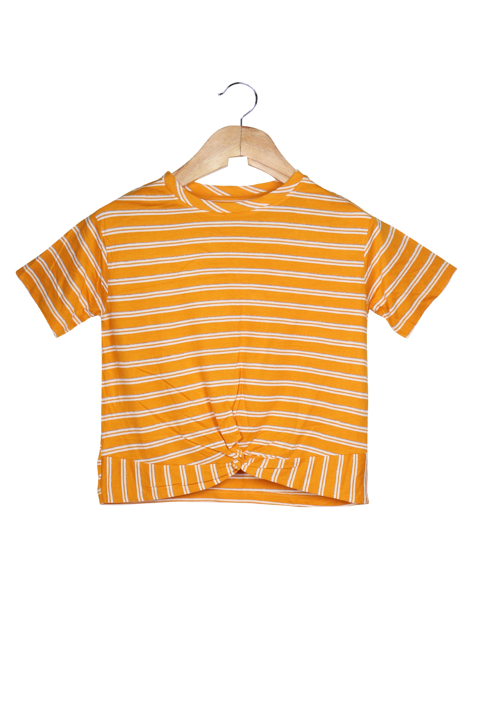 Women Yellow Short Sleeve Cotton jersey knit T-Shirt