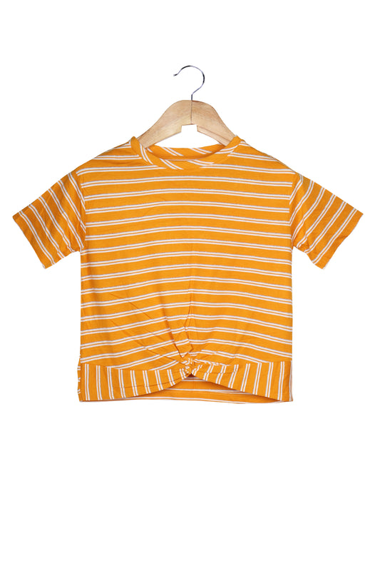 Women Yellow Short Sleeve Cotton jersey knit T-Shirt
