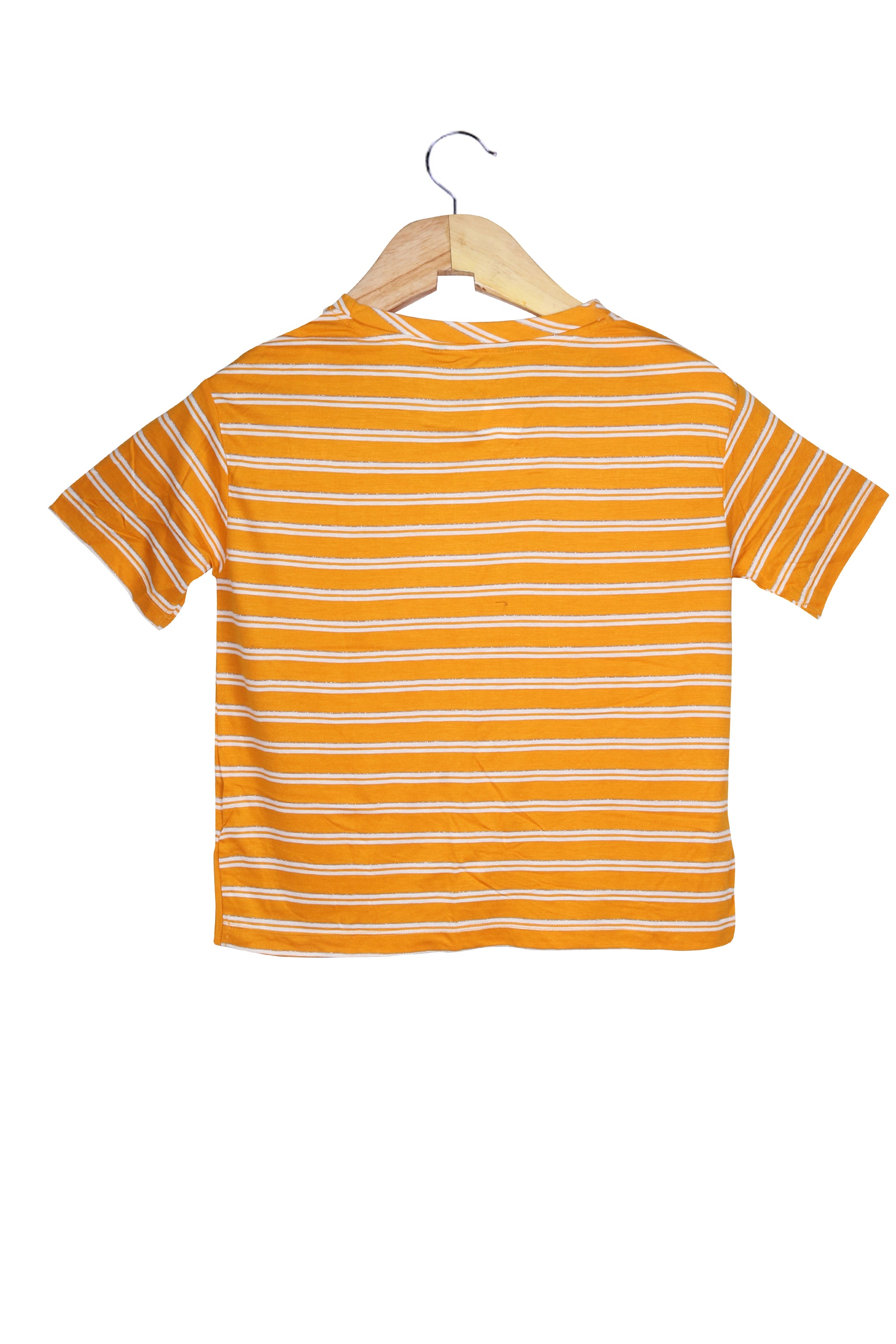 Women Yellow Short Sleeve Cotton jersey knit T-Shirt