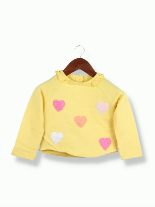Kids Yellow Raglan Sleeve Applique Interlock Knit T-Shirt