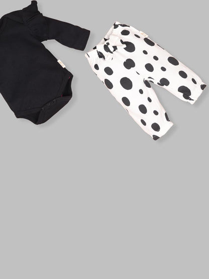 Babies Black Full sleeve Single Jersey Romper Set