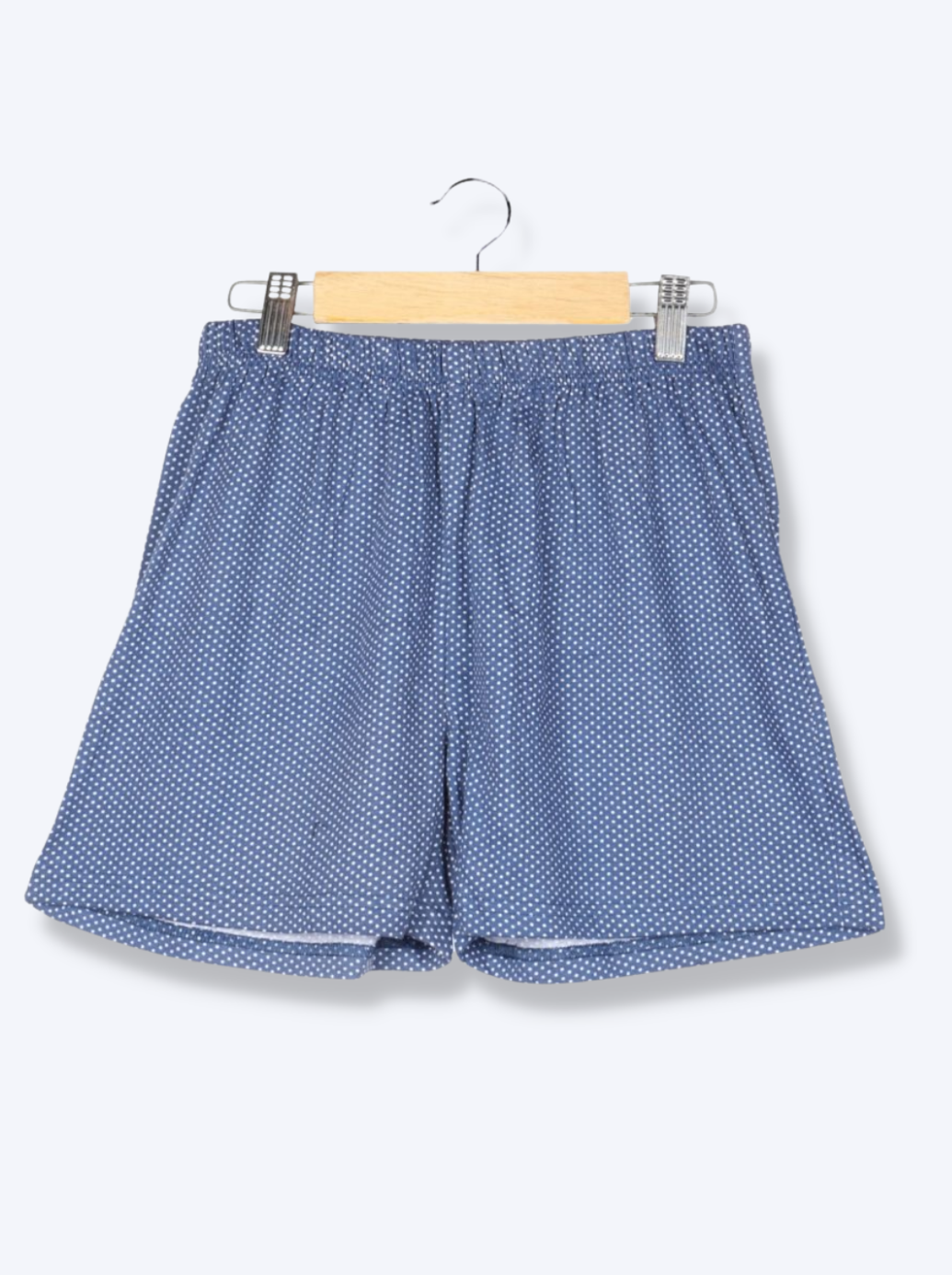 Womens Blue Cotton jersey knit Printed Shorts