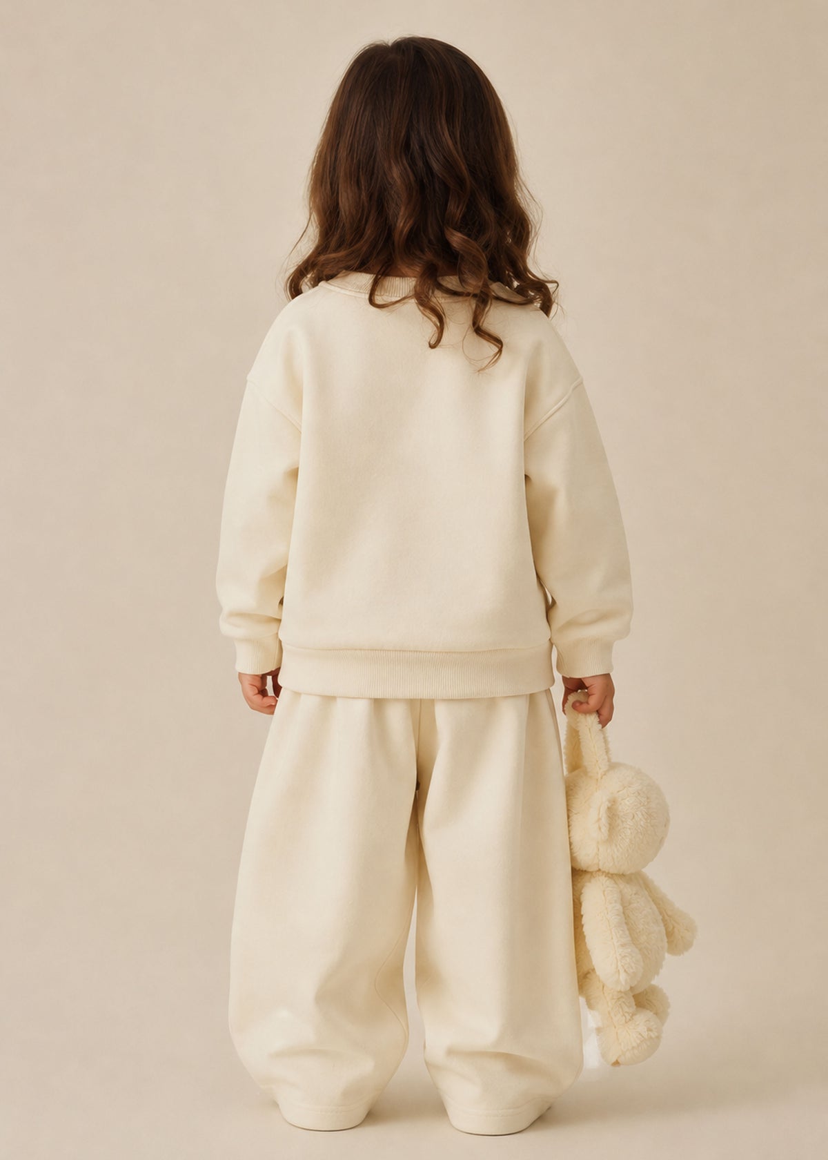 J&JP GIrls Cream Floral Printed Sweatshirt and Pant Set