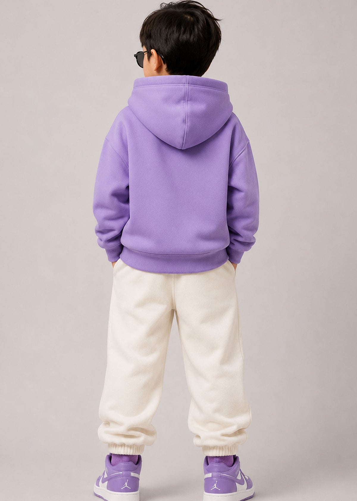 J&JP Boys Violet Printed Full Sleeve Hoodie